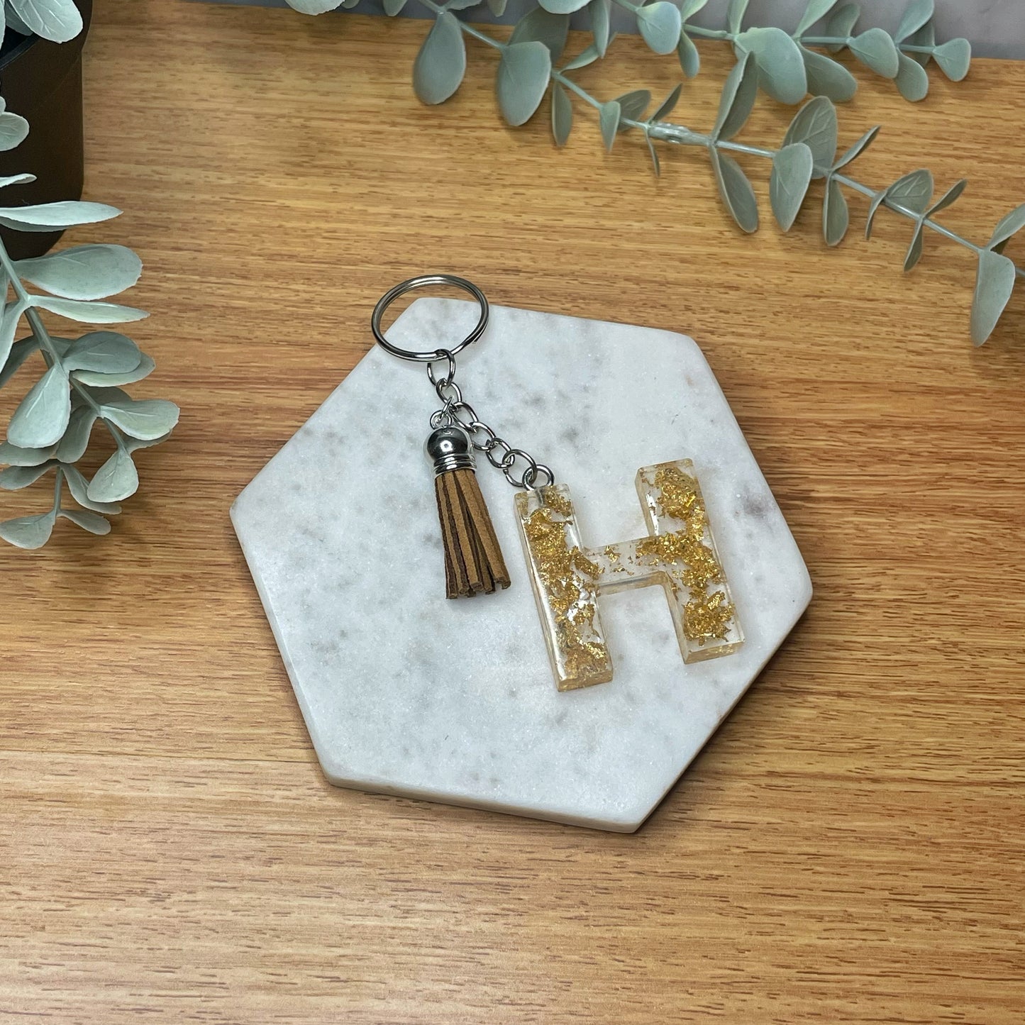 H Keyring - Gold Speck