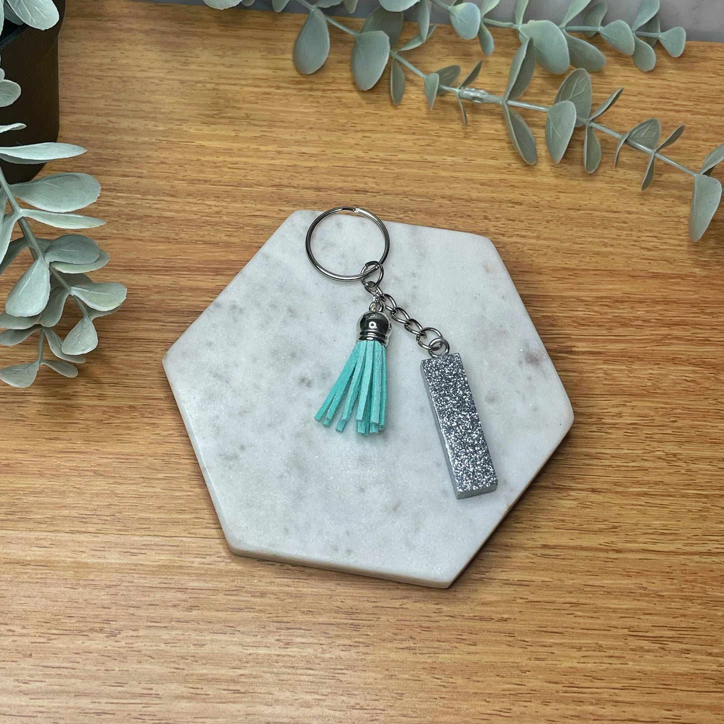 I Keyring - Silver Glitter