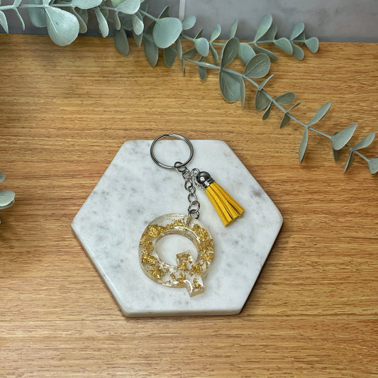 Q Keyring - Gold Speck