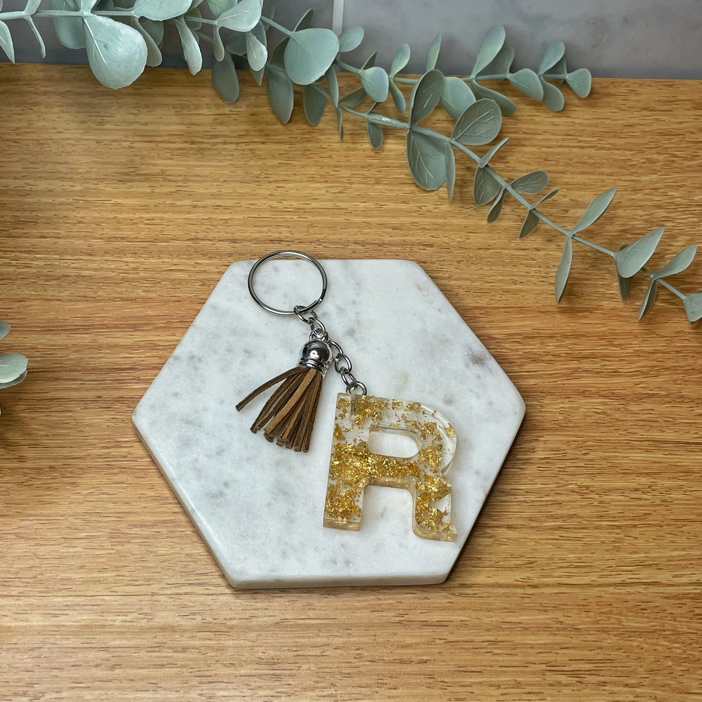 R Keyring - Gold Speck