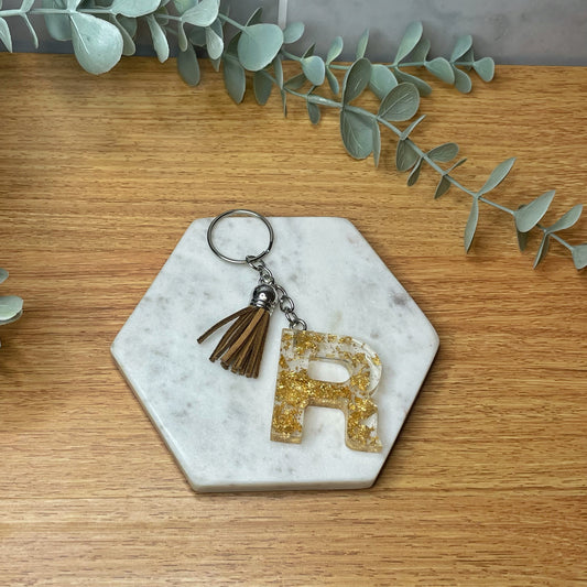 R Keyring - Gold Speck