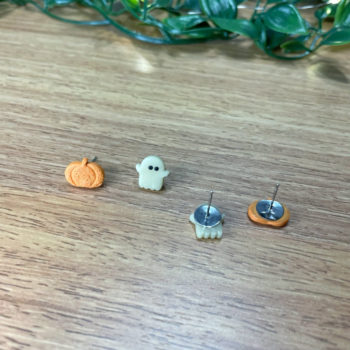 Pumpkin and Ghost Trio Studs (Ghosts glow in the dark)