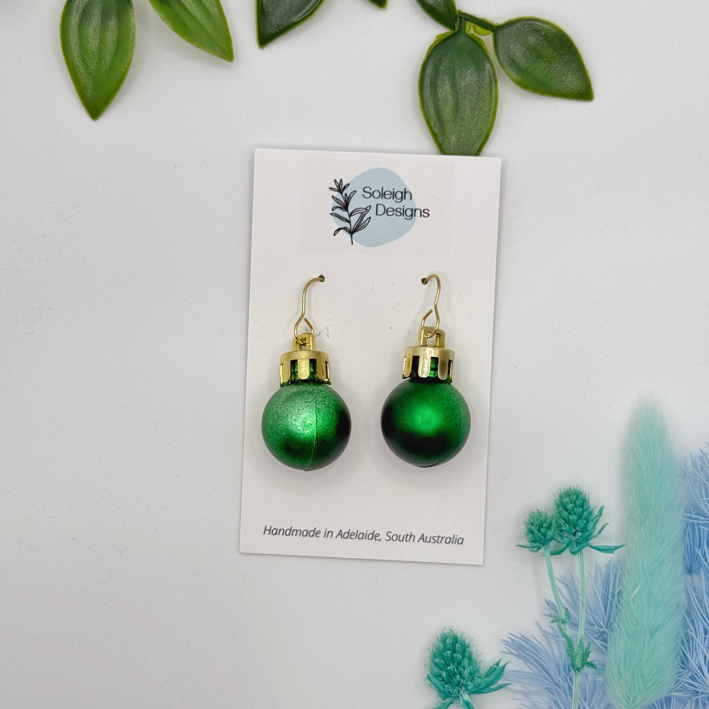 Matte Green Bauble Earrings