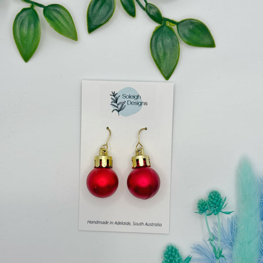 Matte Red Bauble Earrings