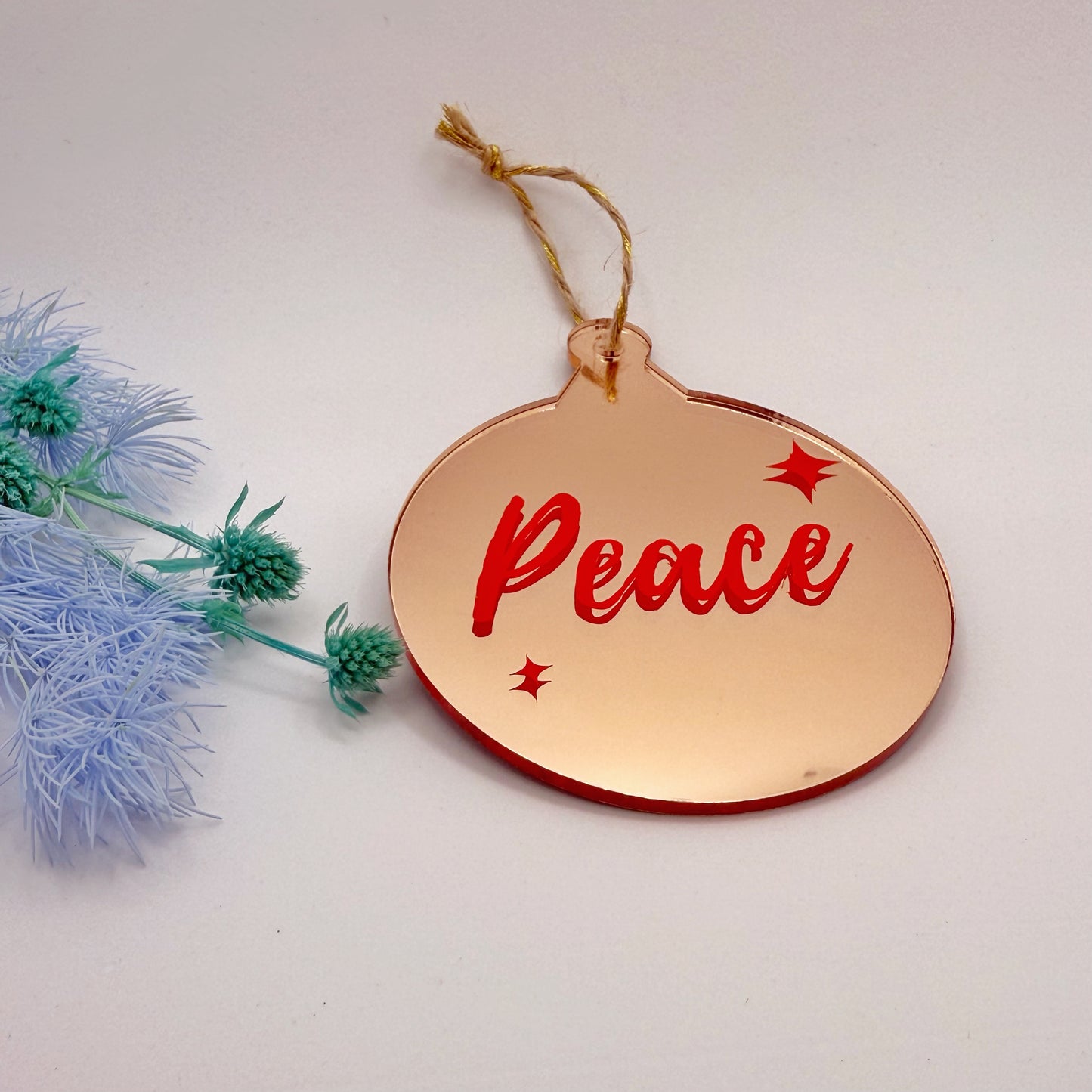 Rose Gold Peace Acrylic Bauble