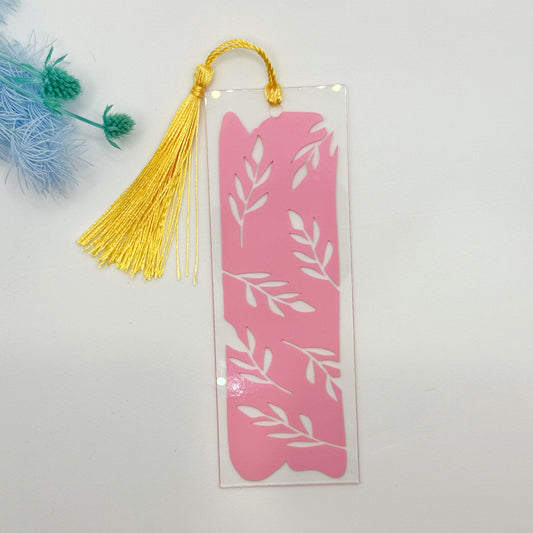 Pink Leaves Acrylic Bookmark