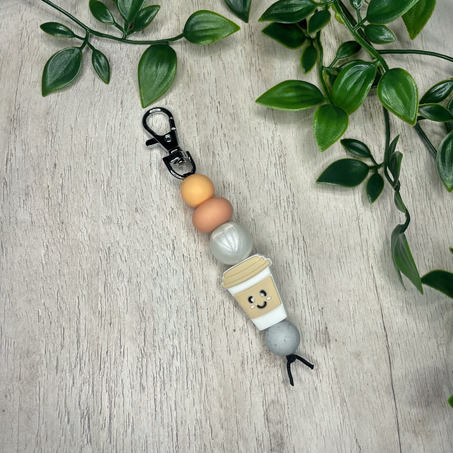 Beige Coffee Cup Keyring