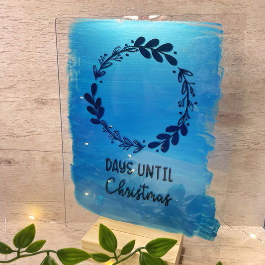 Blue Christmas Countdown Sign