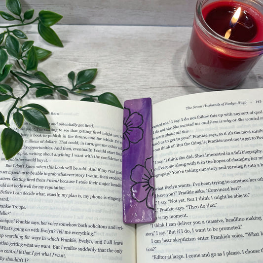 Purple With Black Clay Bookmark