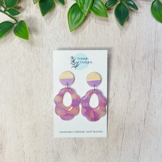 Purple Marble Organic Dangles
