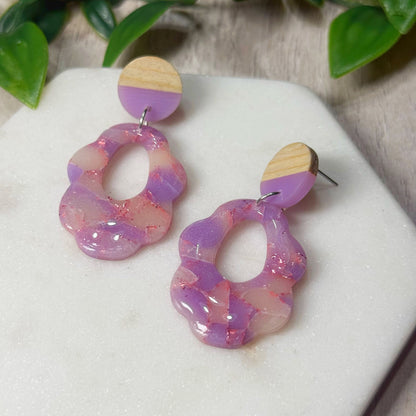 Purple Marble Organic Dangles