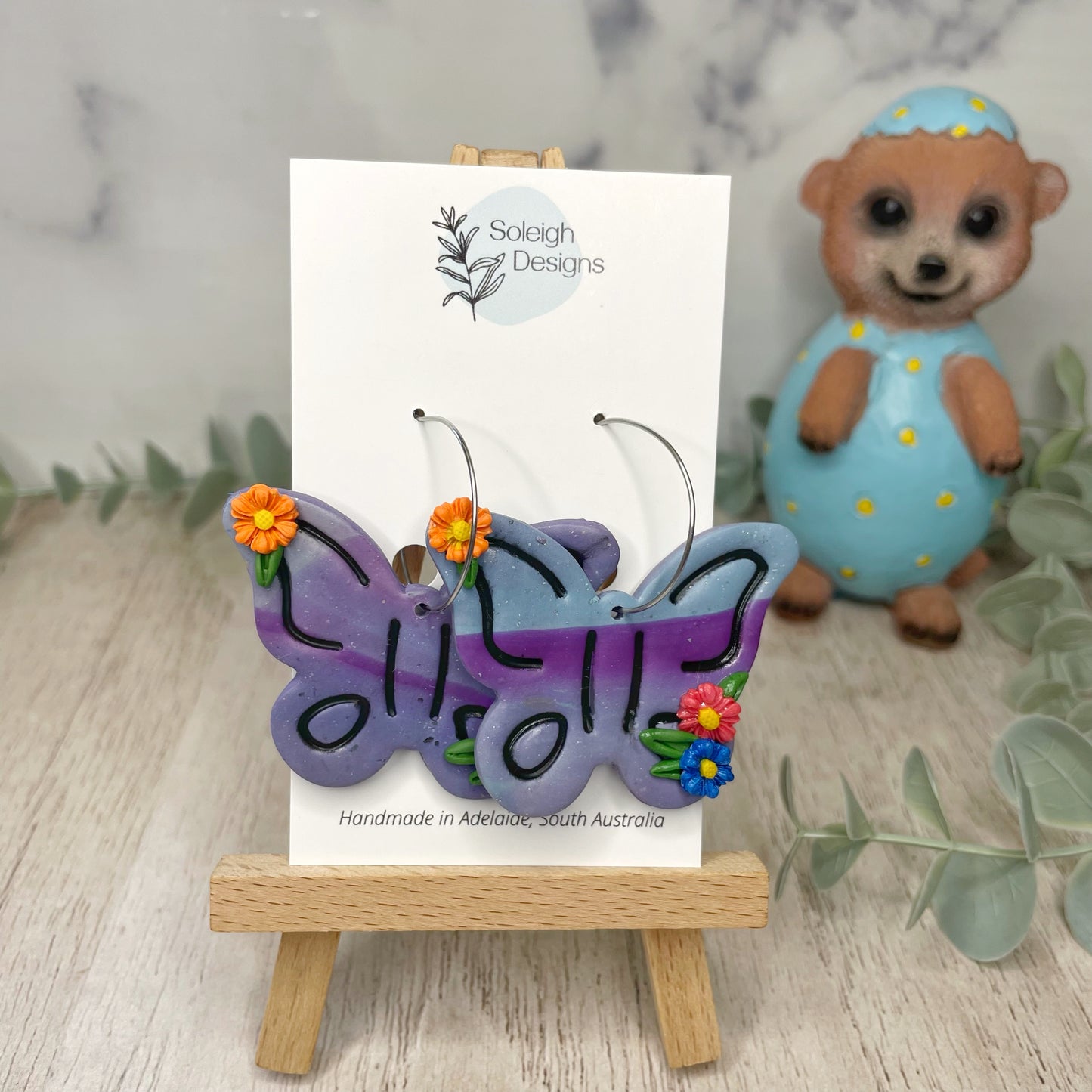 Purple Butterfly Hoops