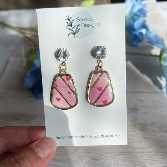 Pink Heart Glamour Earrings