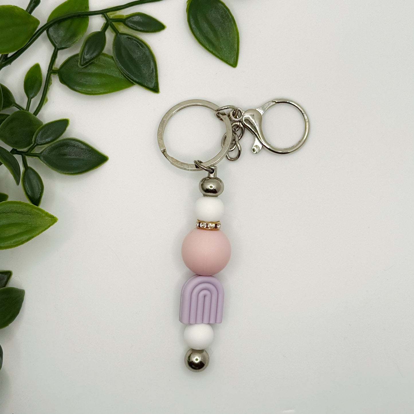 Purple Rainbow Keyring - Silver Hardware