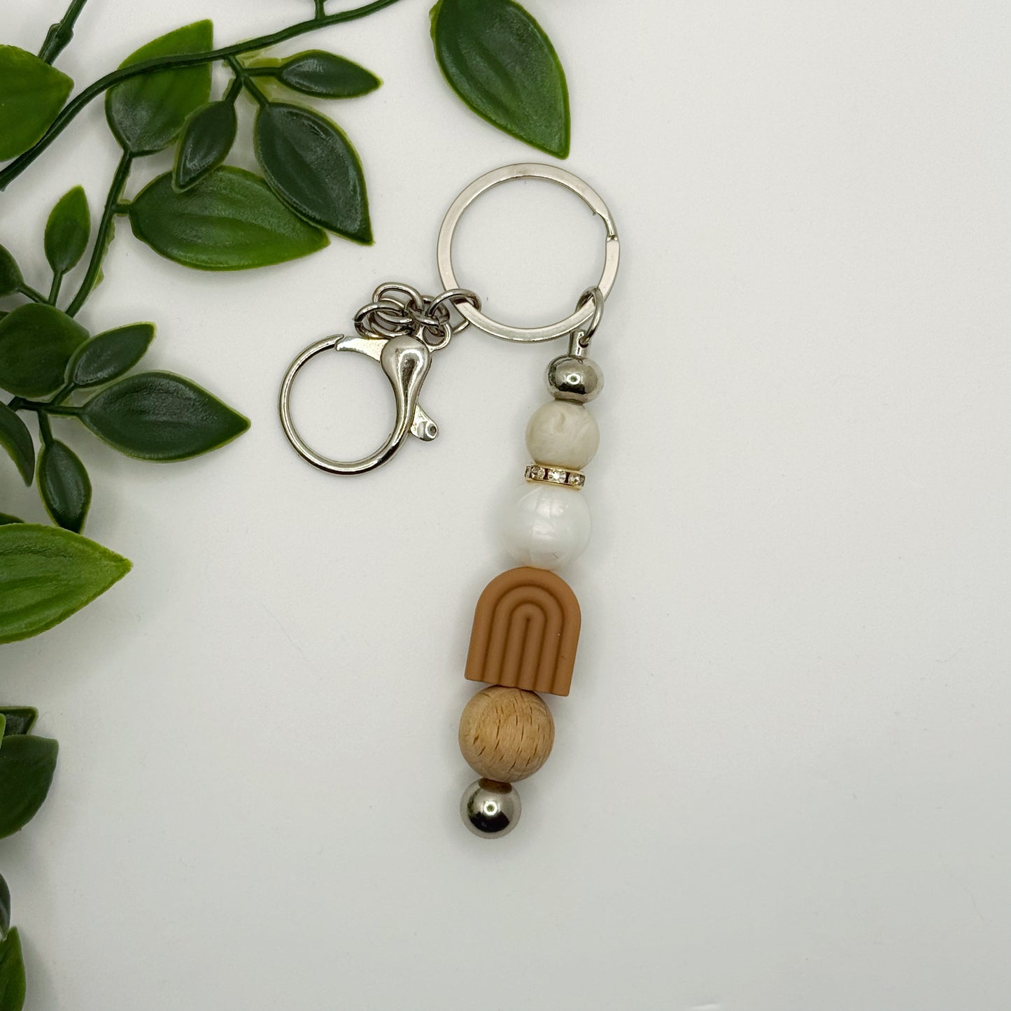 Brown Rainbow Keyring - Silver Hardware