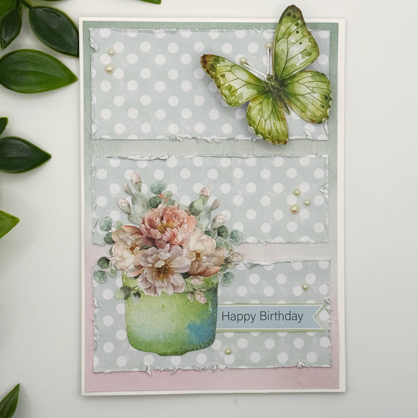 Happy Birthday Green Butterfly Card