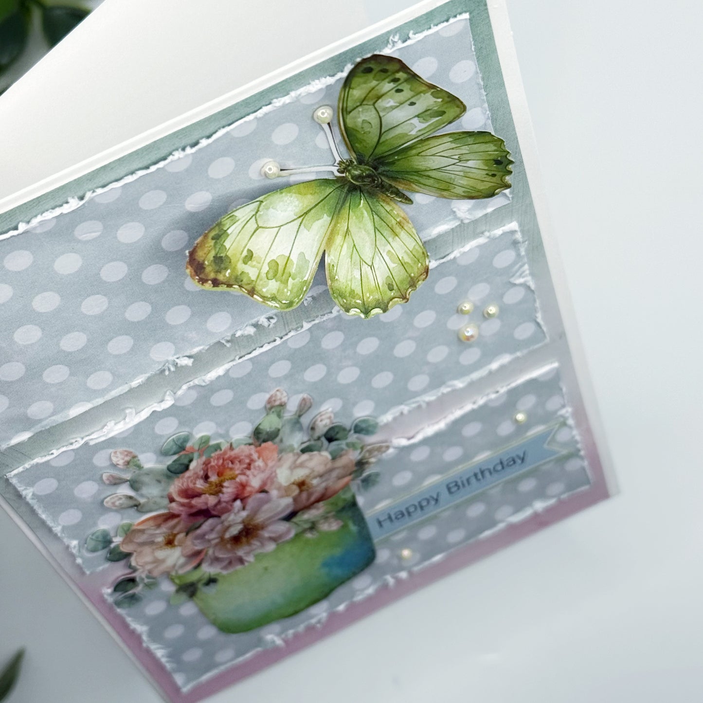 Happy Birthday Green Butterfly Card