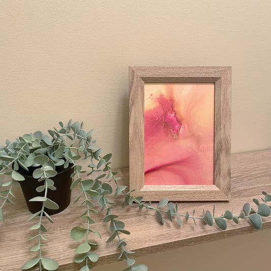 Pink and Yellow Alcohol Ink in Frame