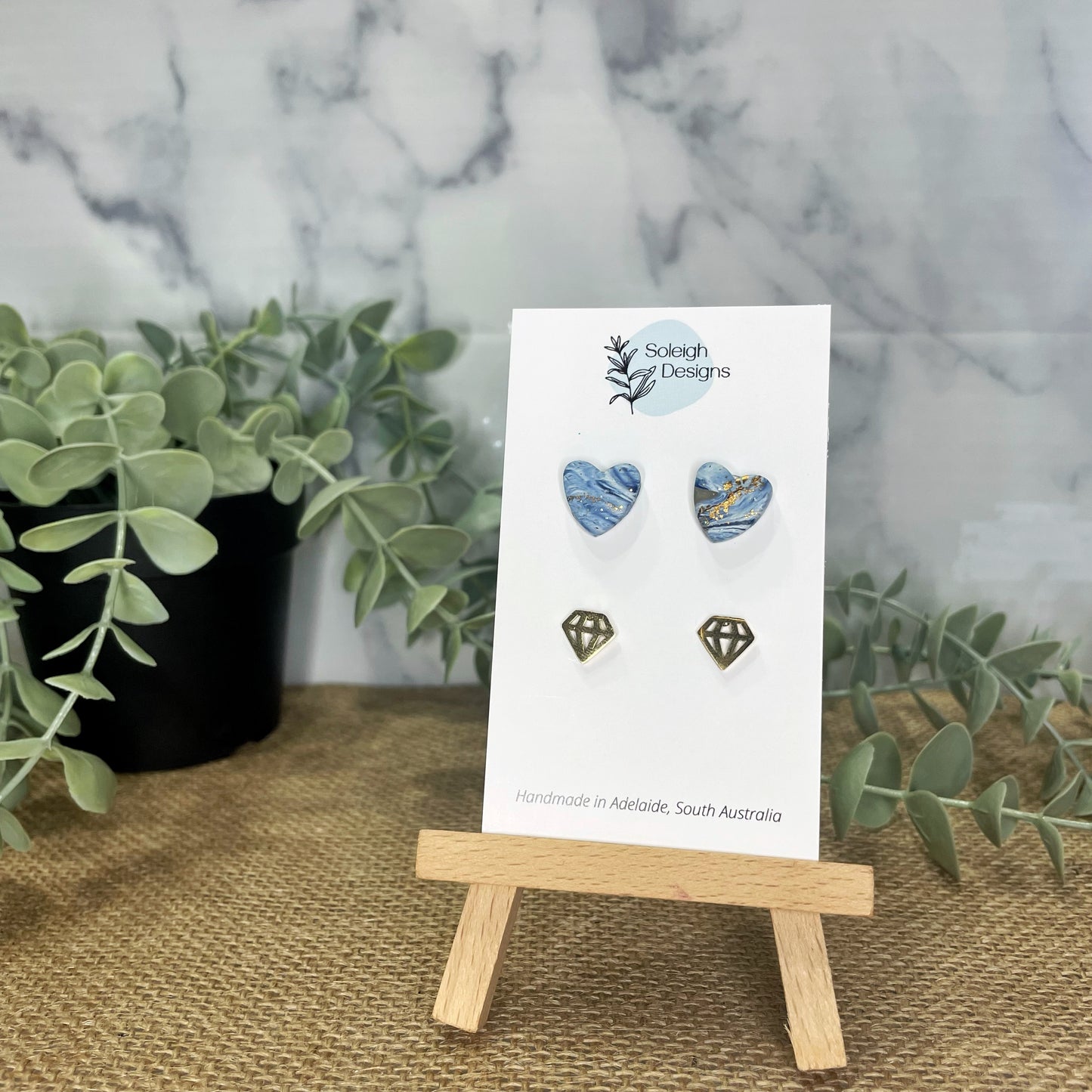 Heart and Diamond Studs