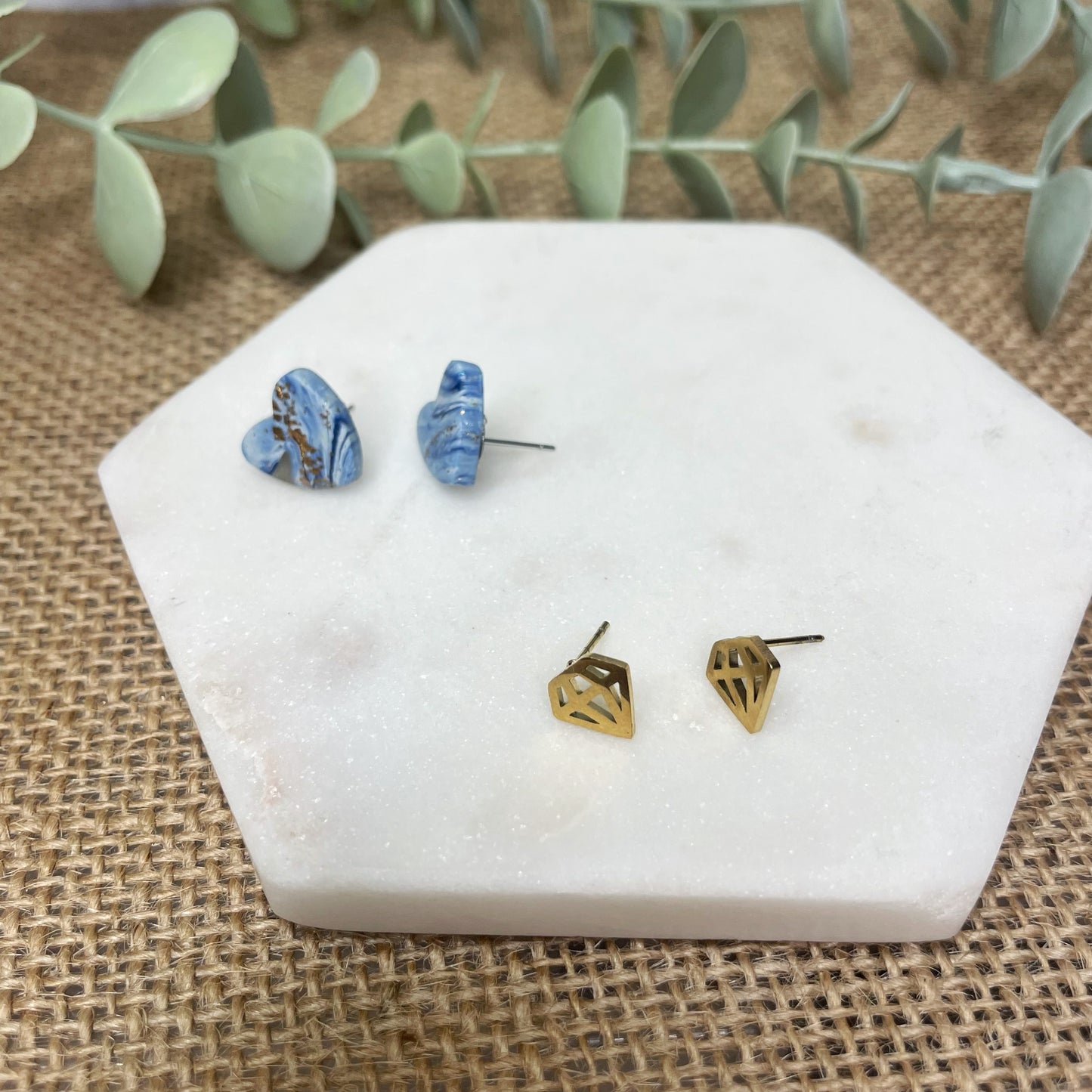 Heart and Diamond Studs