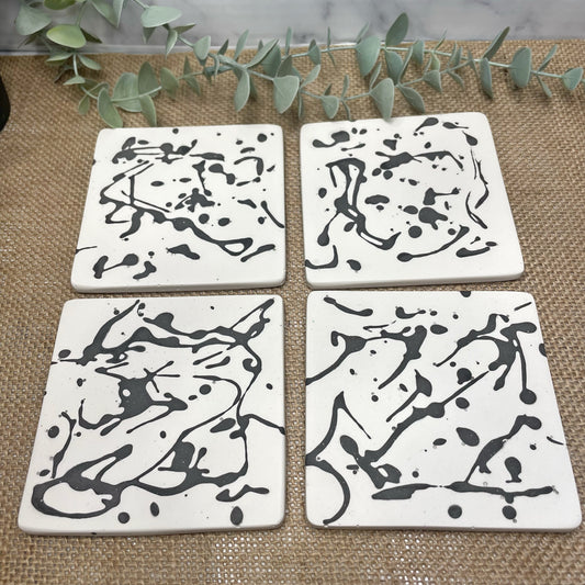 Black and White Spot Coasters - 4pcs