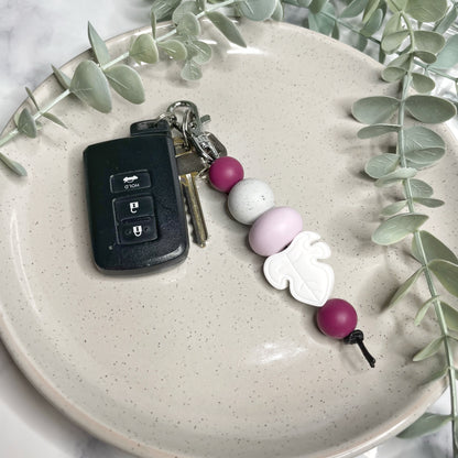 White Monstera Keyring