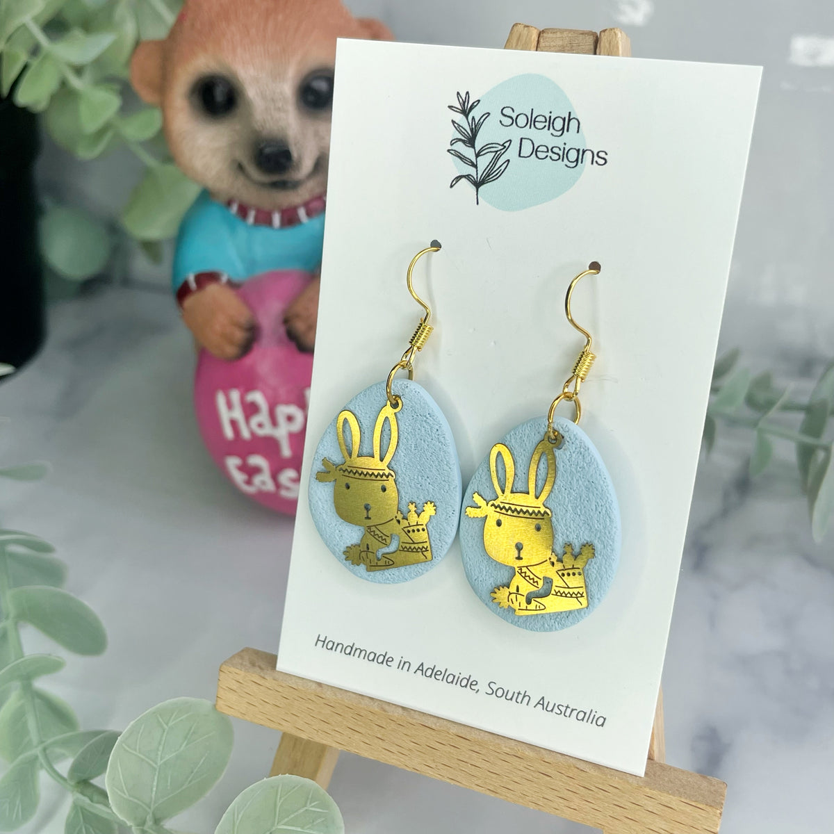Blue Easter Bunny Dangles