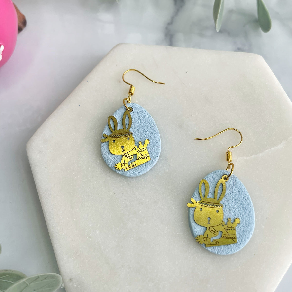 Blue Easter Bunny Dangles