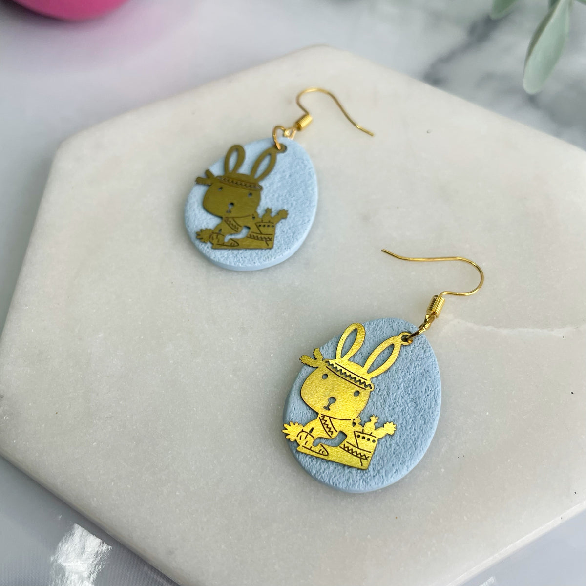 Blue Easter Bunny Dangles