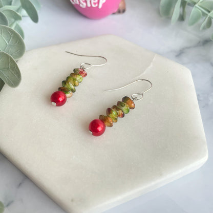 Red Faux Stone Dangles
