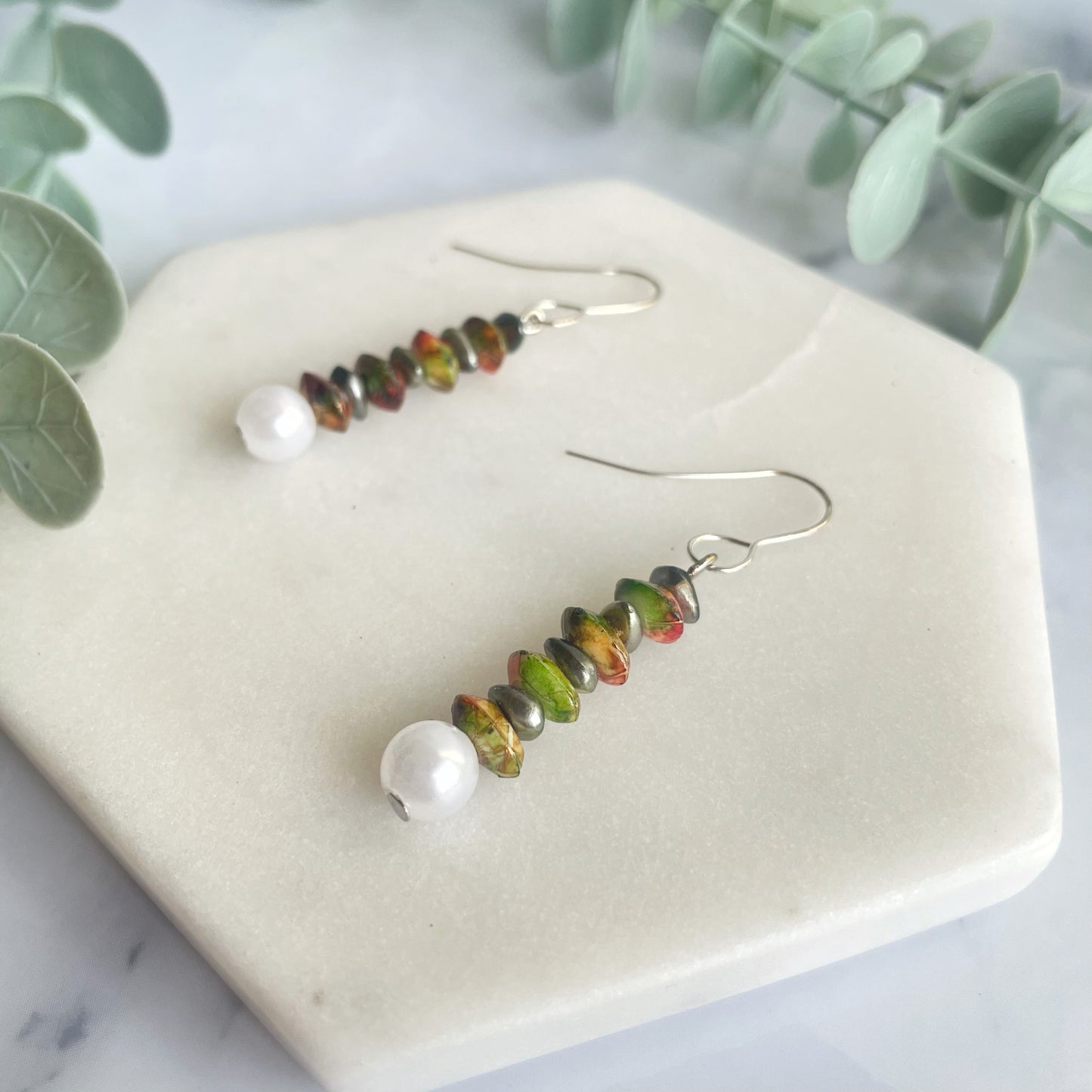 White Faux Stone Dangles