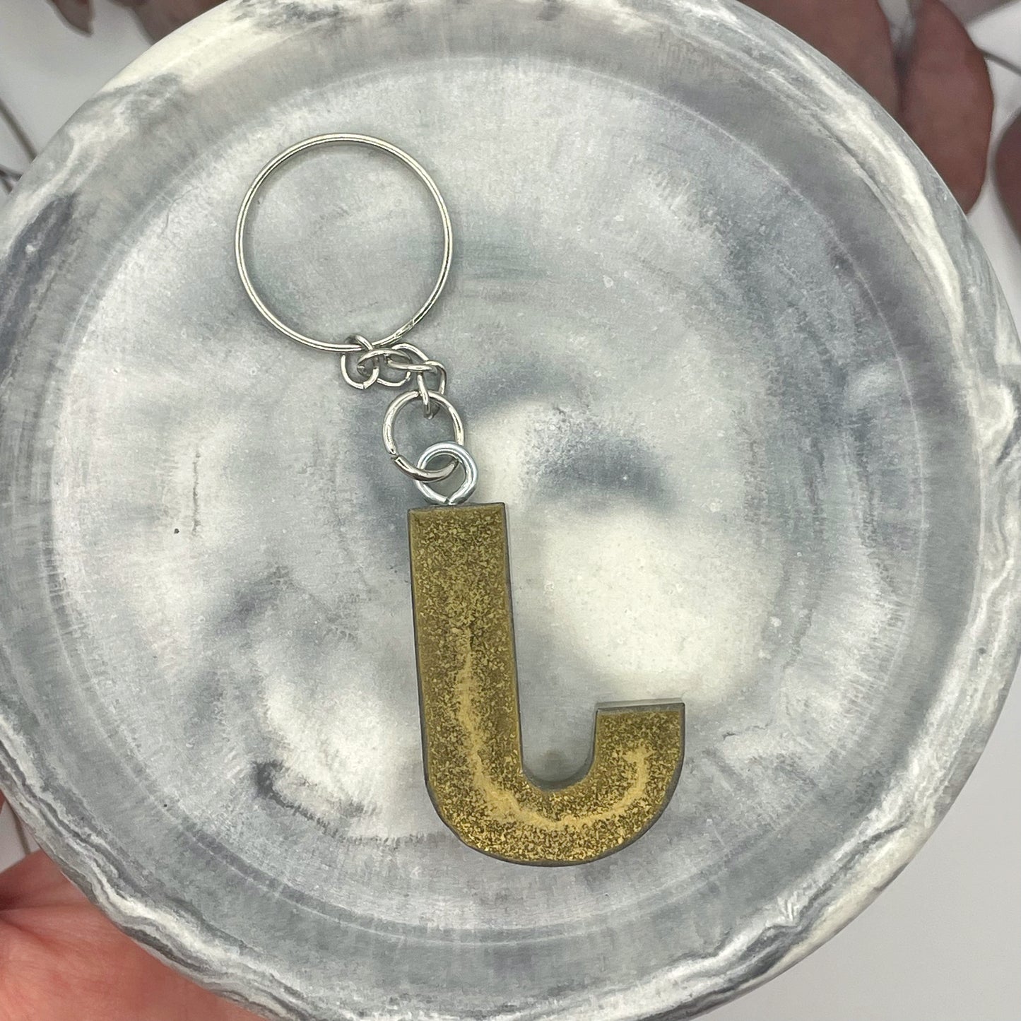 Gold J Keyring