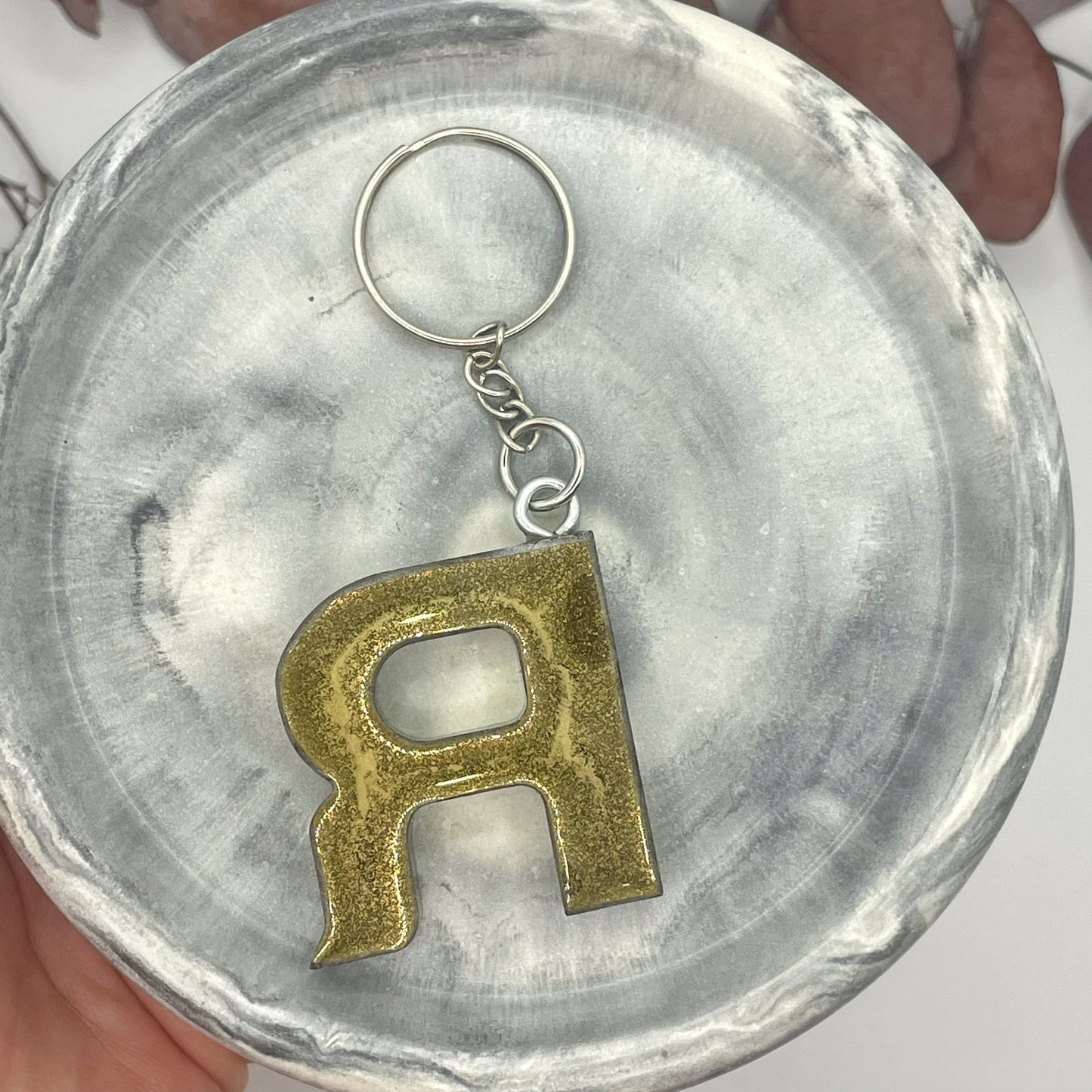 Gold R Keyring