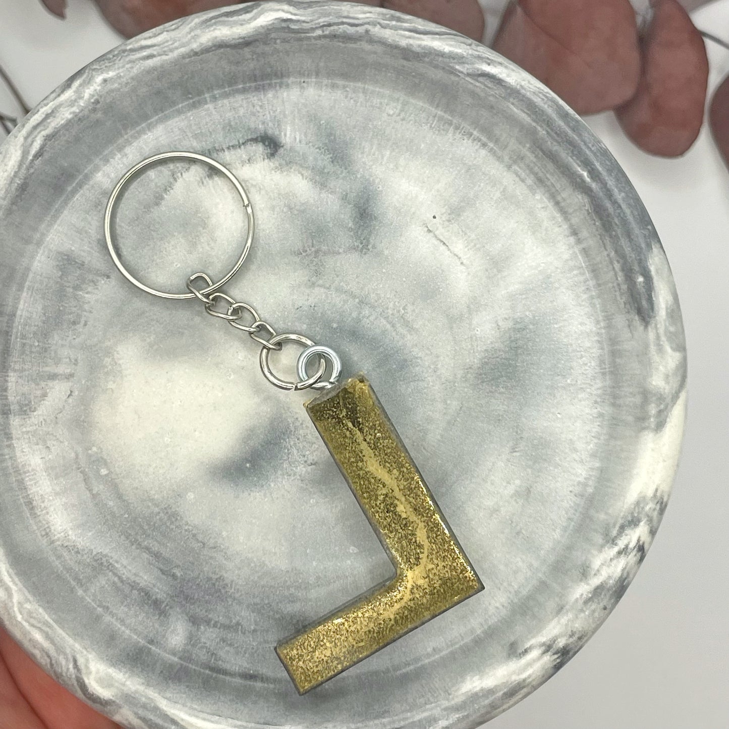 Gold L Keyring