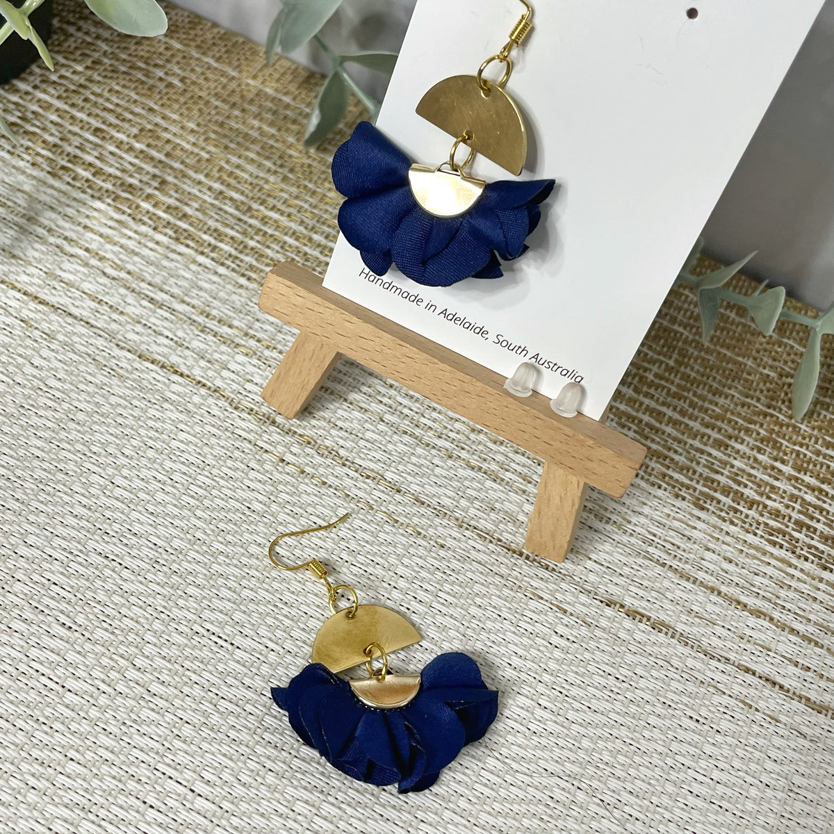 Navy floral Dangles