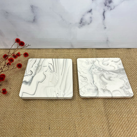 Grey Marble Coasters - 2pcs