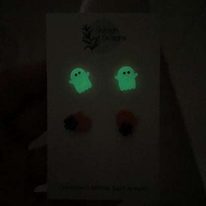 Ghost and Pumpkin Studs (Glow in the dark)