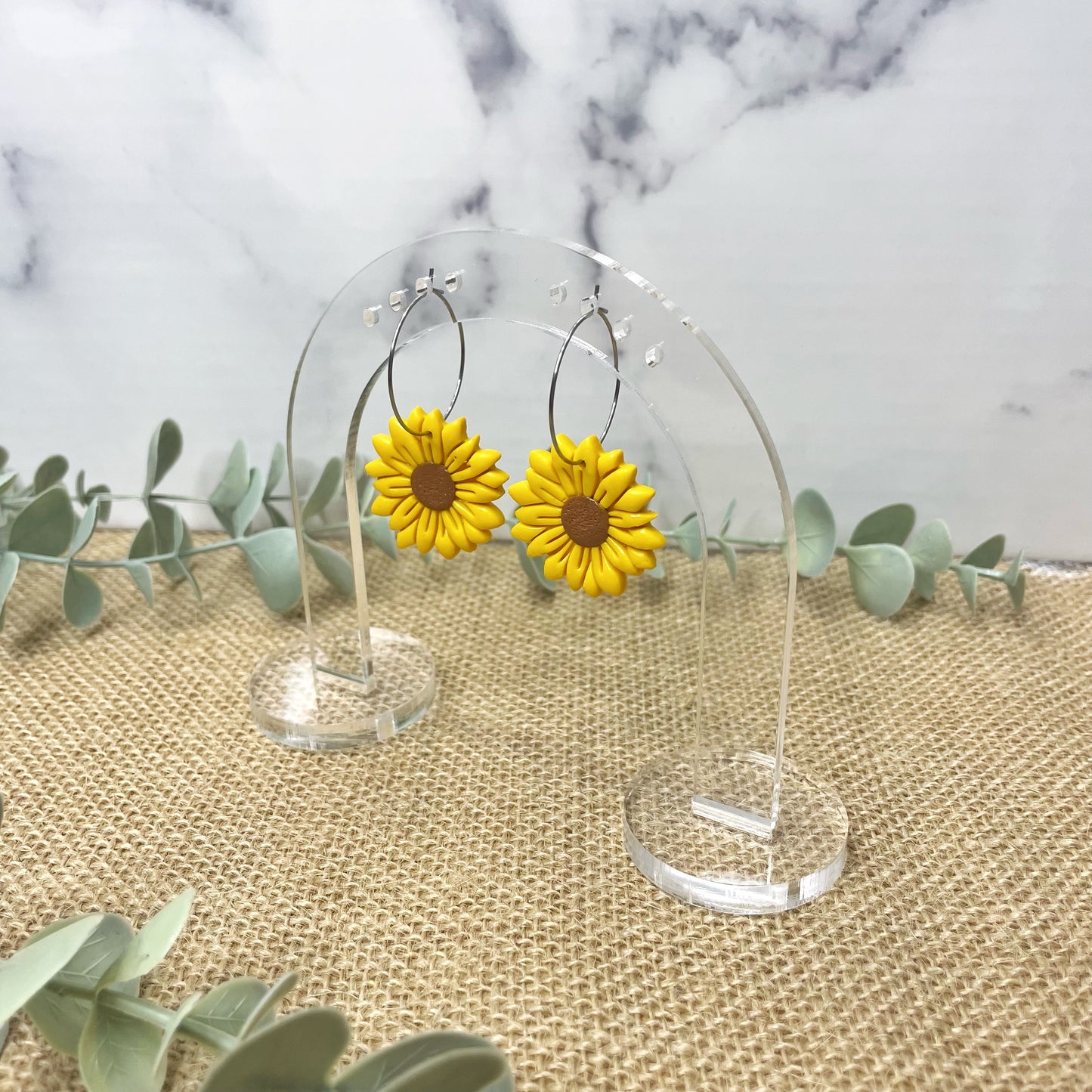 Sunflower Hoop Dangles