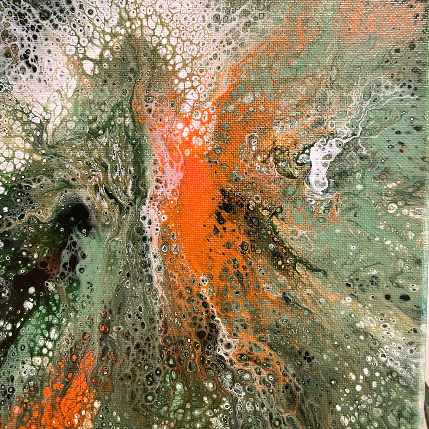 Green Acrylic Pour on Canvas - Small