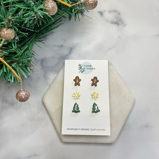 Deluxe Christmas Trio Studs