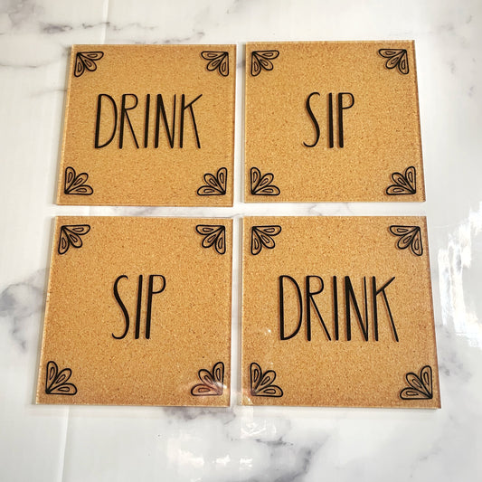 Drink & Sip Coasters - 4pcs